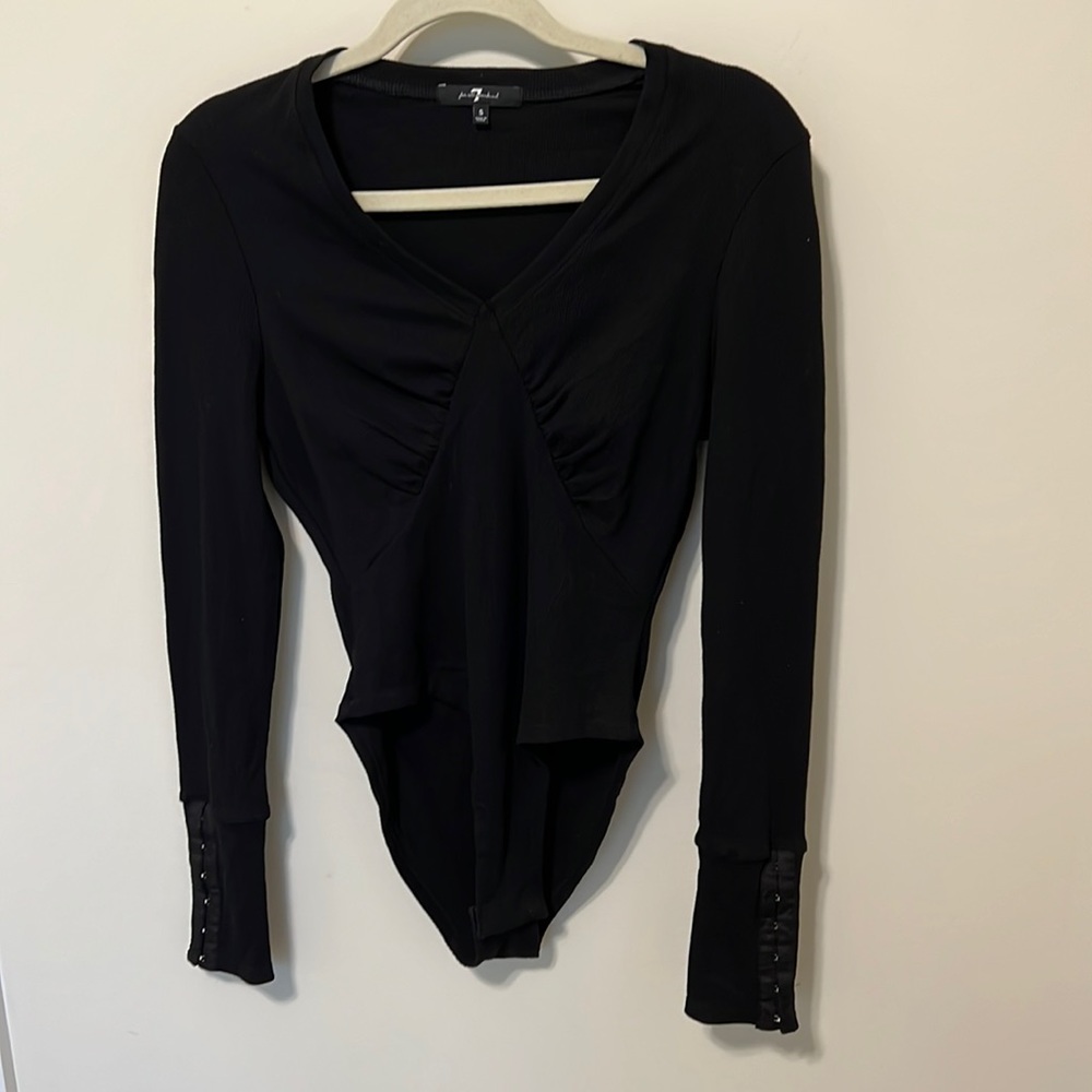 7 For All Mankind Women’s Black V-Neck Bodysuit / NWOT - Never Worn / Size S